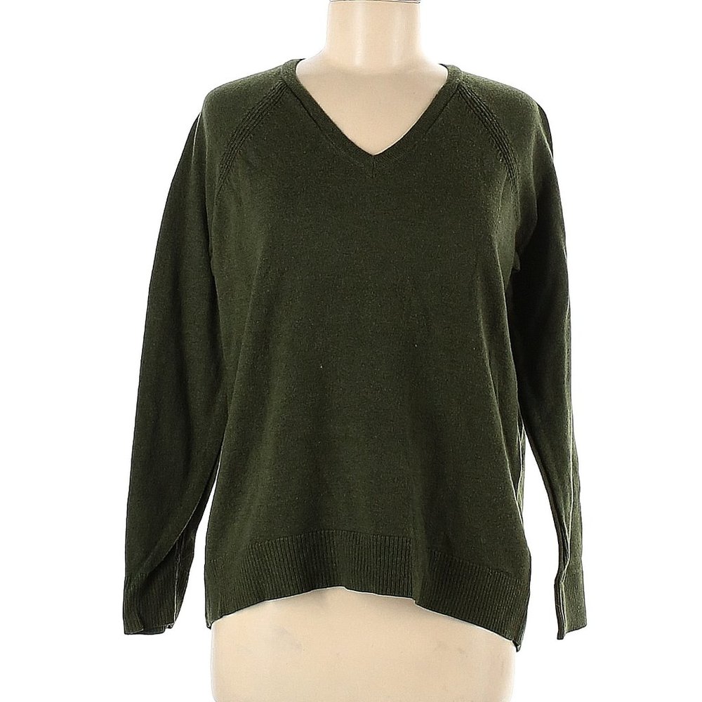 Gap Merino Wool Knit V-Neck Pullover Sweater, Olive Green, Size M